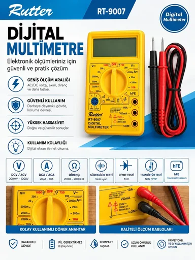 OLGUN RUTTER DİJİTAL ÖLÇÜ ALETİ AVOMETRE 9007