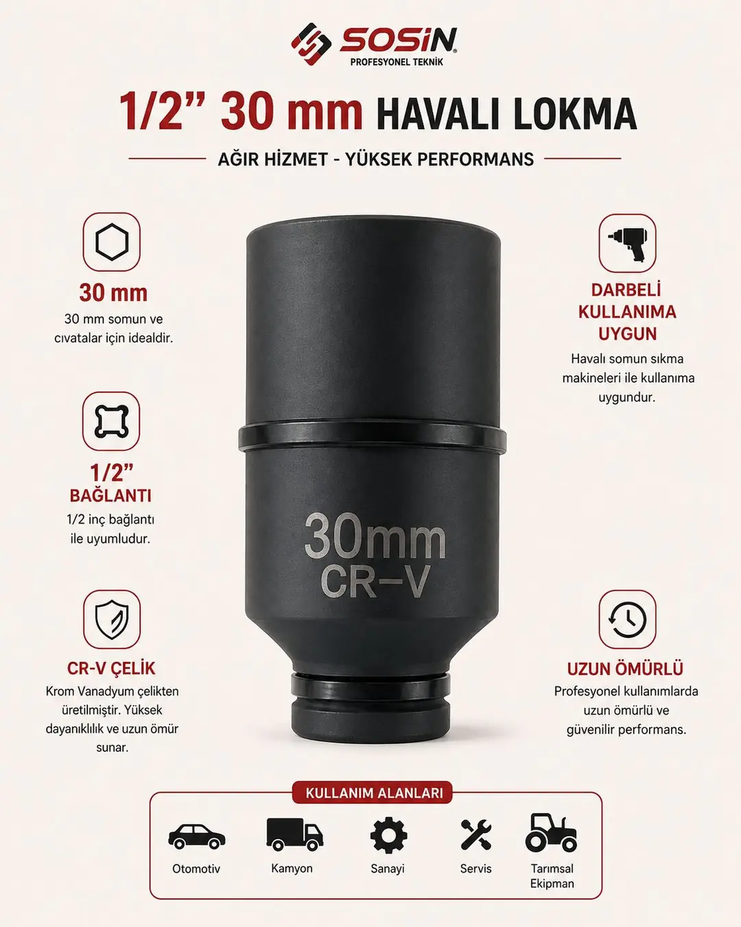 ORHAN HAVALI LOKMA UZUN 1/2 30MM