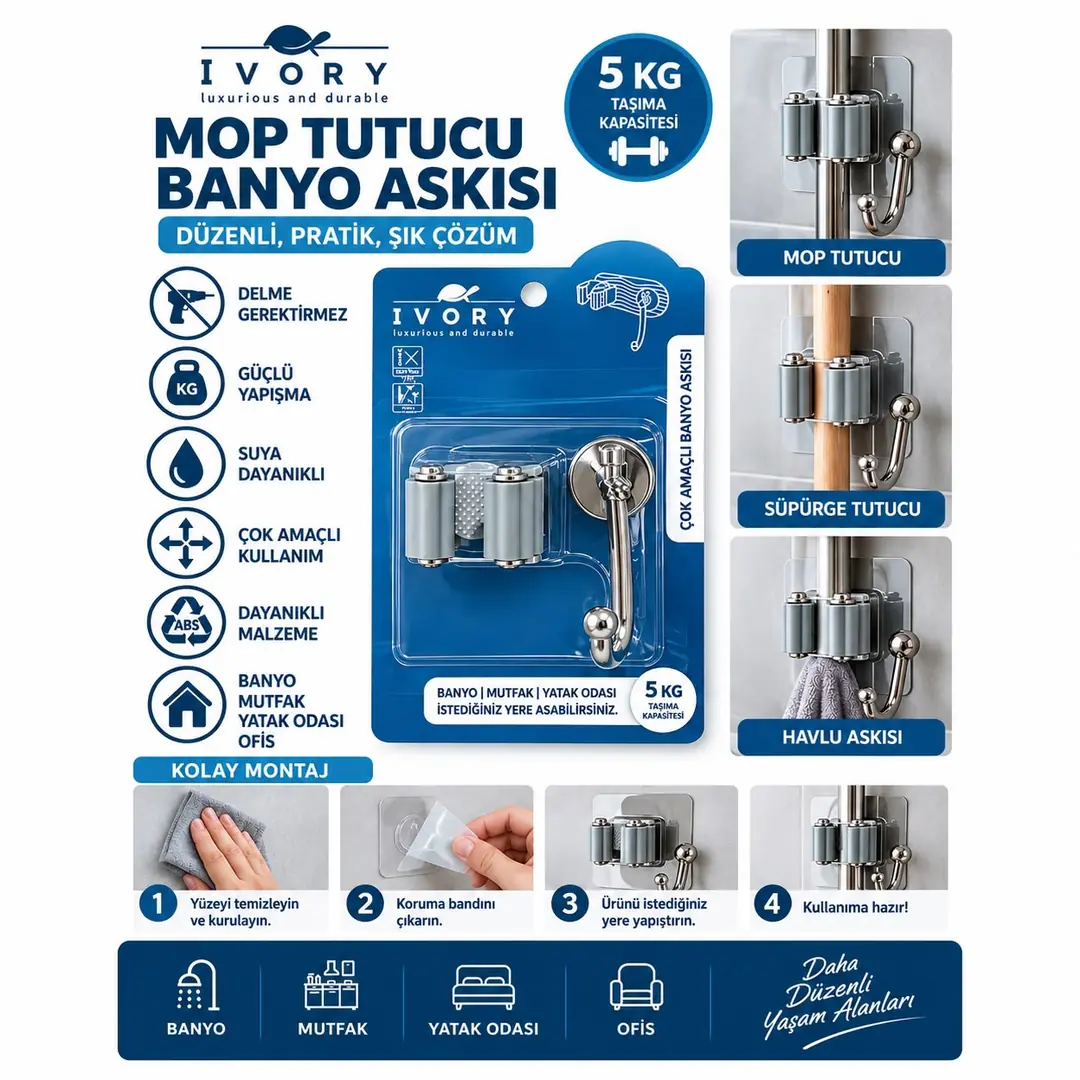 BENNA IVORY ÇOK AMAÇLI BANYO ASKISI ASK9143