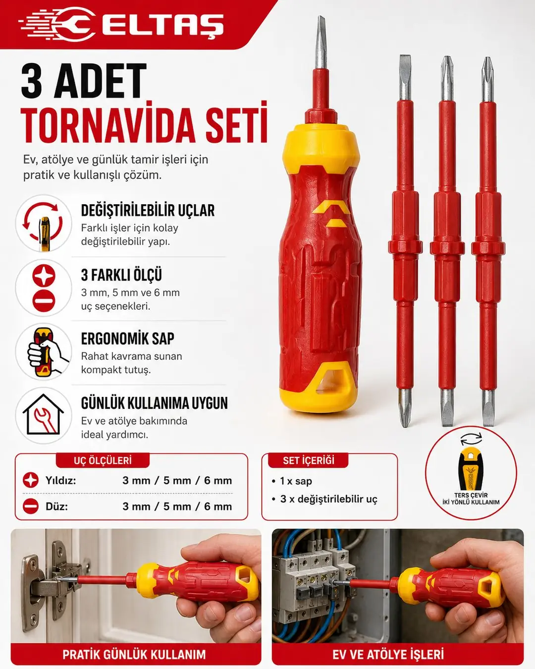 ORHAN ELTAŞ ELEKTRİKÇİ TORNAVİDA SETİ 6İN1
