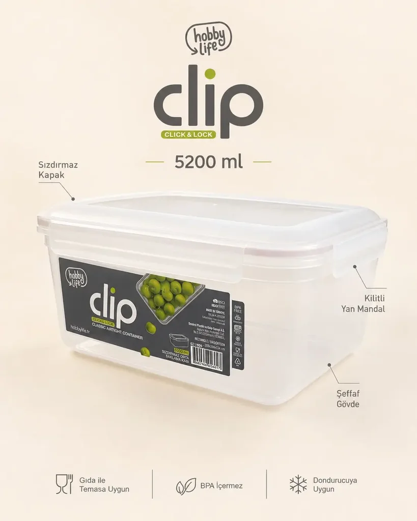 HOBBY LİFE CLİP KLASİK SIZDIRMAZ SAKLAMA 5200ML 02 1909