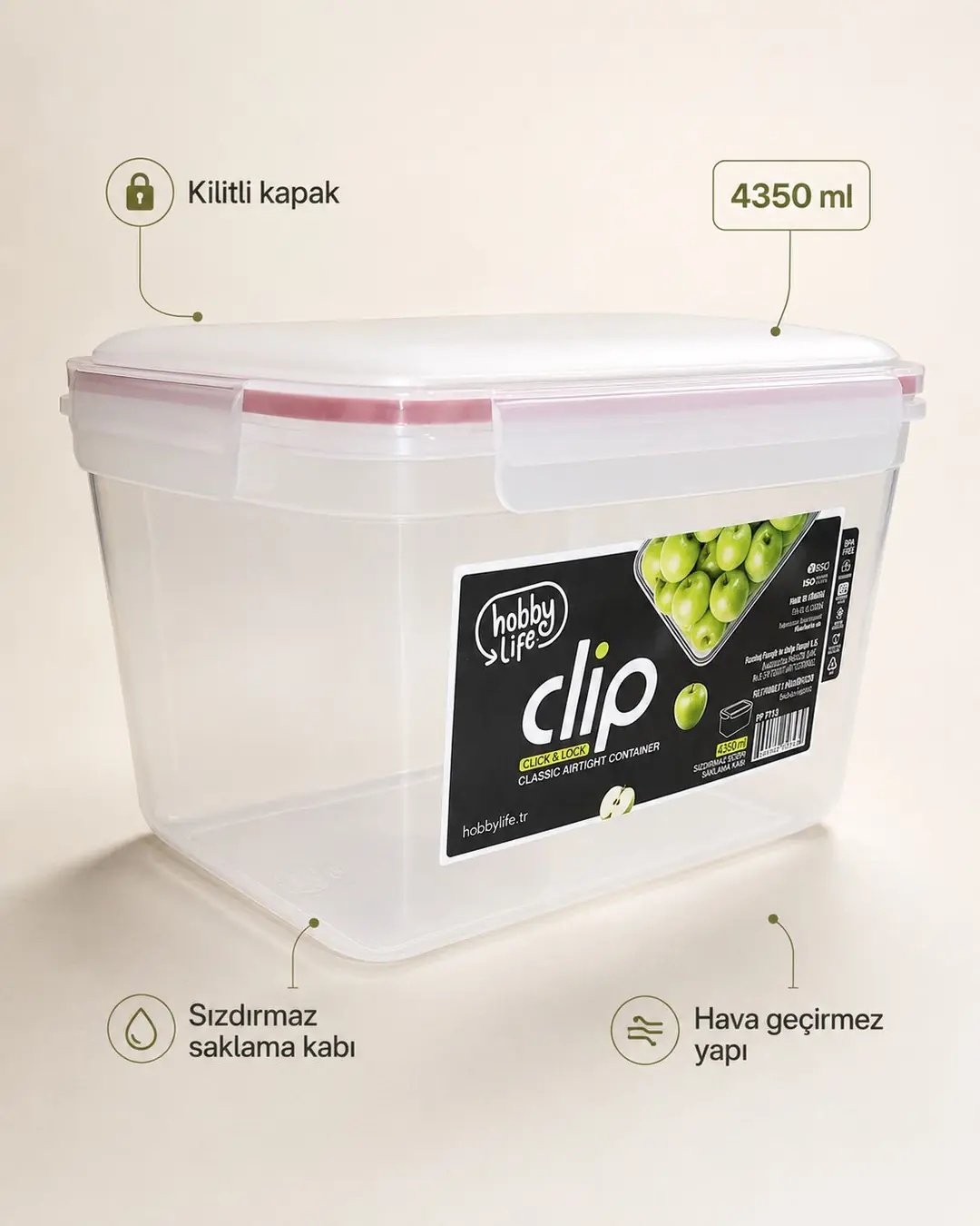 HOBBY LİFE CLİP KLASİK SIZDIRMAZ SAKLAMA 4350ML 02 1913