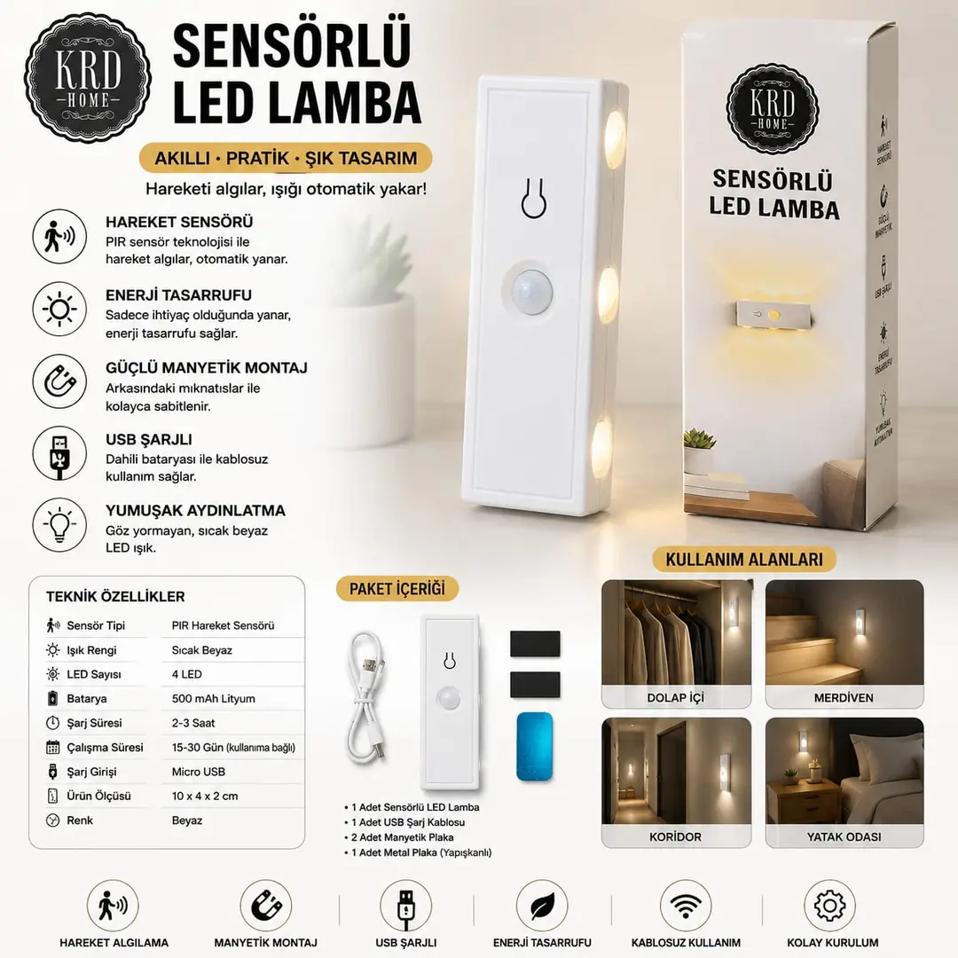 KARYUN 8479 SENSÖRLÜ LED LAMBA DİKDÖRTGEN