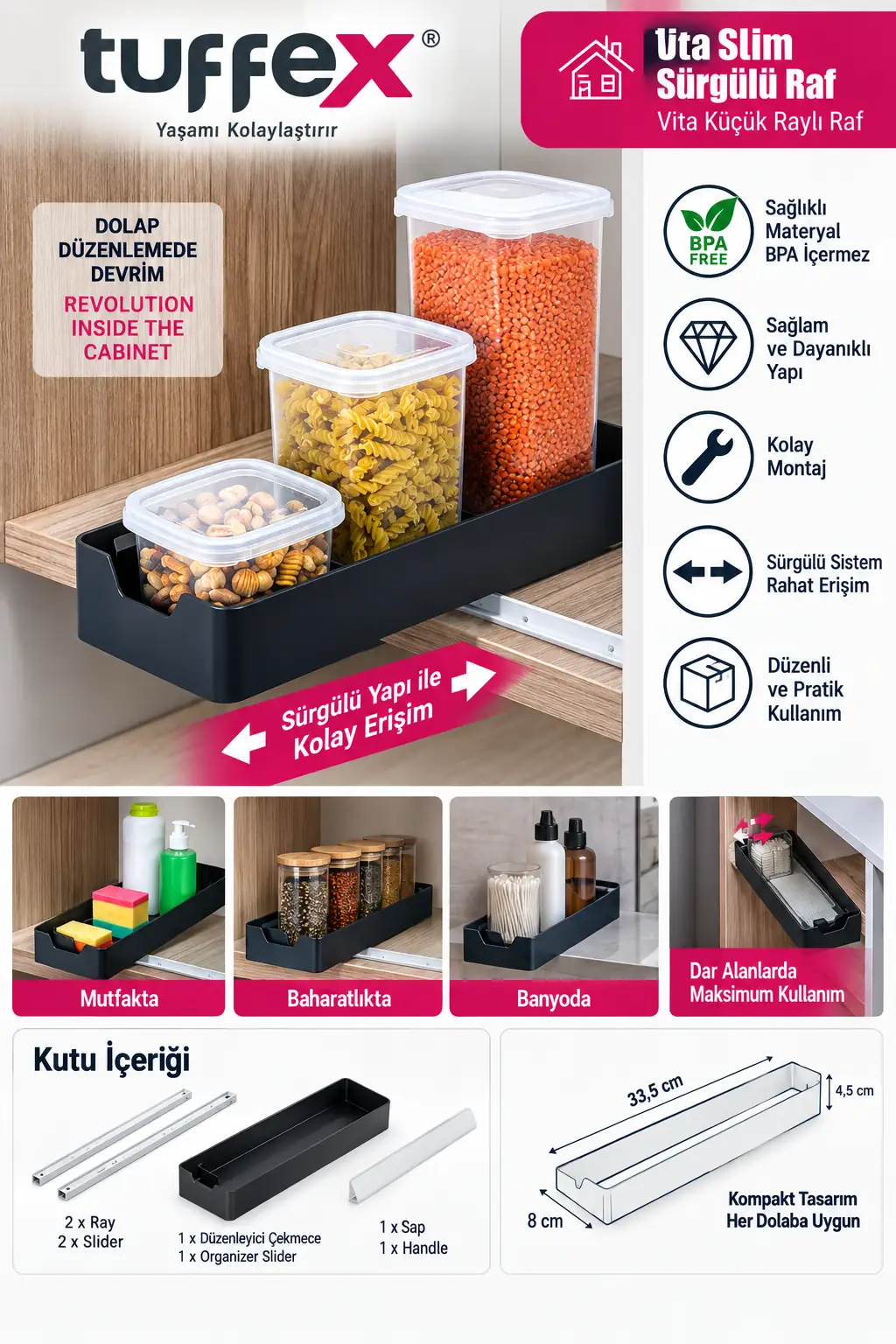 HAUSPRO TUFFEX TP-855 KÜÇÜK BOY RAYLI SEPET
