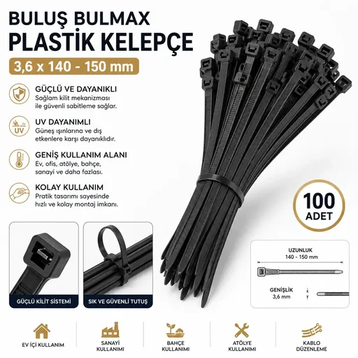 [117491] BULUŞ BULMAX PLASTİK KELEPÇE 3,6X140-150