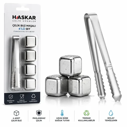 [158741] HASKAR ÇELİK BUZ MAŞALI 4LÜ SET
