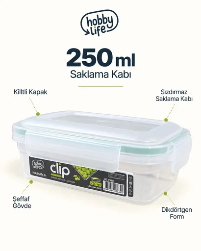 [160646] HOBBY LİFE CLİP KLASİK SIZDIRMAZ SAKLAMA SIĞ 250ML 021900