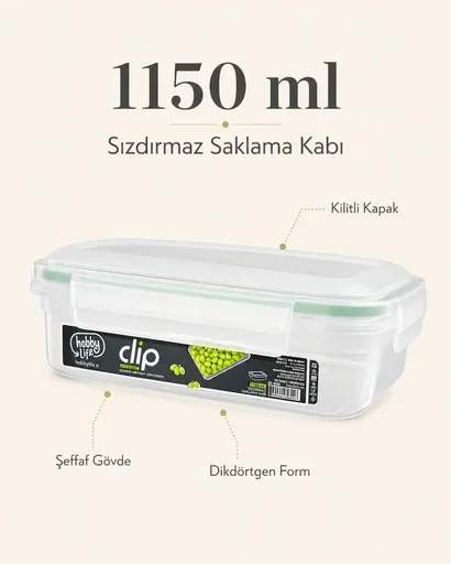 [160648] HOBBY LİFE CLİP KLASİK SIZDIRMAZ SAKLAMA 1150ML 02 1902