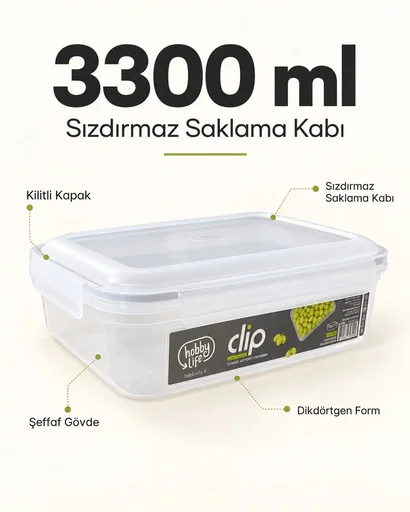 [160650] HOBBY LİFE CLİP KLASİK SIZDIRMAZ SAKLAMA 3300ML 02 1904