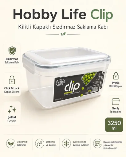 [160654] HOBBY LİFE CLİP KLASİK SIZDIRMAZ SAKLAMA 3250ML 02 1908