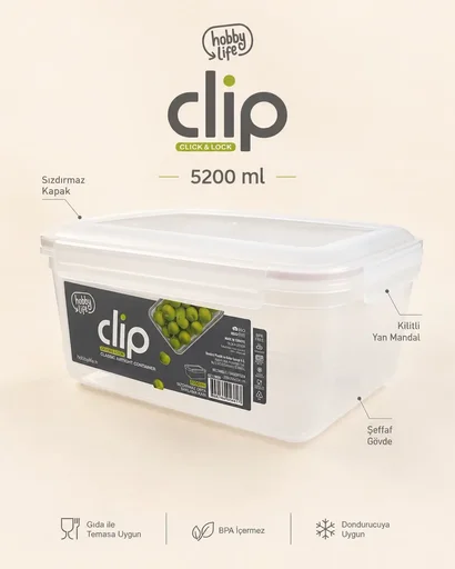 [160655] HOBBY LİFE CLİP KLASİK SIZDIRMAZ SAKLAMA 5200ML 02 1909