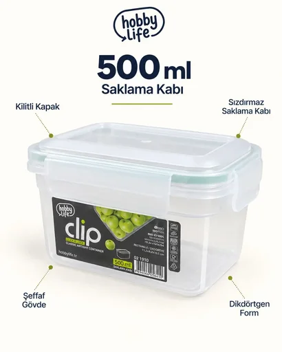 [160656] HOBBY LİFE CLİP KLASİK SIZDIRMAZ SAKLAMA 500ML 02 1910