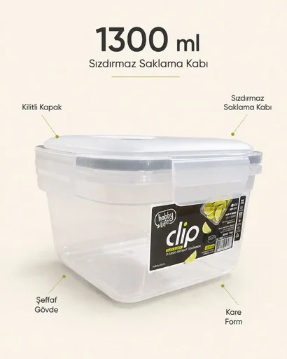 [160665] HOBBY LİFE CLİP KLASİK SIZDIRMAZ SAKLAMA 1300ML 02 1922