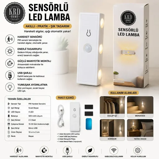 [161063] KARYUN 8479 SENSÖRLÜ LED LAMBA DİKDÖRTGEN