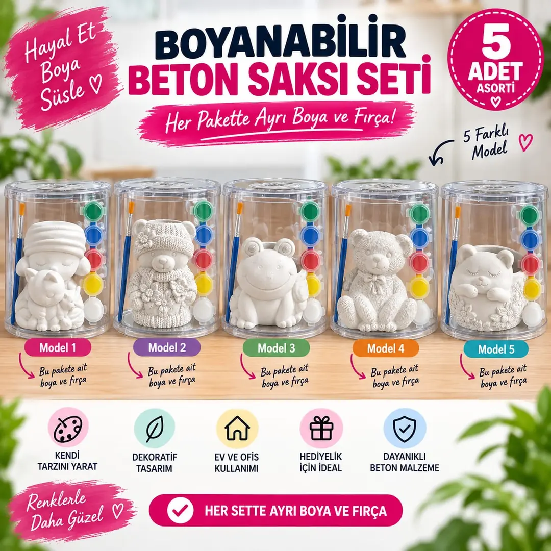 [161346] ÇERÇİ 5Lİ ASORTİ 5Lİ BETON BOYAMA SETİ