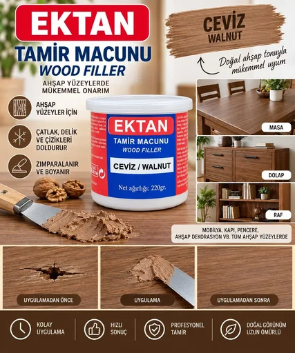 [161577] BALKAN MOBİLYA TAMİR MACUNU CEVİZ