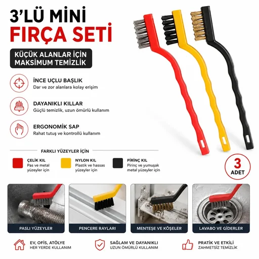 [80677] KARYUN DMAX 3LÜ TEL TEMİZLİK FIRÇA FIRÇA MİNİ